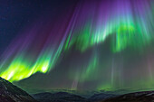 Europa, Nordisland, in der Nähe von Akureyri. Nordlichter leuchten.