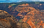 Kauai, Hawaii. Scenic Waimea Canyon State Park red cliffs from above canyon
