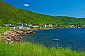 Canada, Newfoundland. Fishing village and shoreline along White Bay.