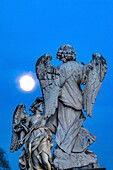 Moon Bernini Angels Castel Ponte Sant Angelo, Rome, Italy. Gian Lorenzo Bernini famous Italian sculptor in 1600's.