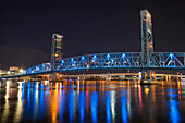North America; USA; Florida; Jacksonville; The Main Street Bridge also known as the Blue Bridge across the St. Johns River.