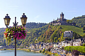 View of the Moselle, Uferstrasse and Reichsburg, Cochem on the Moselle