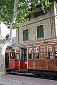 Die historische Straßenbahn in Soller, Nordküste, Serra de Tramuntana, Mallorca, Balearen, Spanien