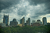 Nashville skyline on a wall structure, Tennessee, USA