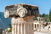 Detail of Ionic column, Delphi, Greece, Europe