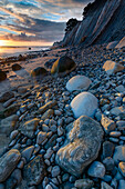 USA, California. Sunset on the emerging rocks at Bowling Ball Beach, Schooner Gulch State Beach ()