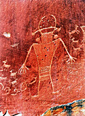 Native American Fremont Petroglyphen Schnitzereien in Sandstein, Capitol Reef National Park, Torrey, Utah