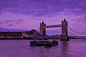 Tower Bridge in London at night, UK, Great Britain