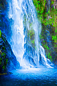 South Island. Abstract of waterfall in Milford Sound.