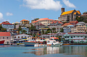 Caribbean, Grenada, St. George's. Boats in The Carenage harbor