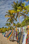 Caribbean, Grenada, Mayreau Island. Vendor's colorful display