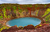 Rot grün Kerio Vulkan Krater blau Lake Golden Falls Golden Circle, Island. Krater ist 3.000 Jahre alt