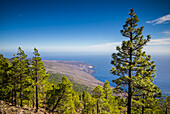 Spain, Canary Islands, El Hierro Island, Malpaso Mountain, elevation 1503 meters, elevated view of the south coast