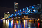 Usa, Florida, Jacksonville, Main Street Bridge also known as the Blue Bridge across the St. John's River