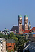Skyline mit Frauenkirche und Rathausturm, München, Oberbayern, Bayern, Deutschland