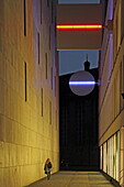 Alley with light installation and sound stones at Oberanger, Munich, Upper Bavaria, Bavaria, Germany