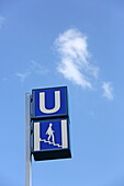 Subway sign, Munich, Upper Bavaria, Bavaria, Germany