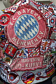 Decorated jacket of a fan from 1.FC Bayern, Munich, Upper Bavaria, Bavaria, Germany