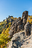 Dürnstein castle ruins and surrounding landscape near Dürnstein in Wachau, Lower Austria, Austria