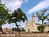 Cathedral of Nossa Senhora da Graça and Palácio Presidencial in Sao Tome on the island of Sao Tome in West Africa