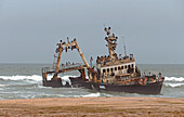 Namibia; Region of Erongo; Central Namibia; at Henties Bay on the Atlantic coast; Shipwreck of the Zeila