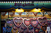 Lebkuchen Herzen auf dem Oktoberfest, München, Bayern, Deutschland, Europa