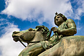 Reiterstatue von Pollux vor dem Königspalast, Turin, Piemont, Italien.