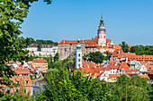 View of Castle and historic town of Cesky Krumlov, South Bohemia, Czech Republic