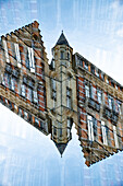 Doppelbelichtung von Schloss Geeraard de Duivelsteen in Gent, Belgien