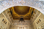 Dome in the Embassy Hall, Salón de Embajadores, Alcázar Royal Palace, Seville Andalusia, Spain