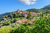 View of the mountain village of Gorbio in the French Maritime Alps, Provence, France