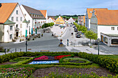 Market square in Ottobeuren in the Unterallgäu in Bavaria in Germany