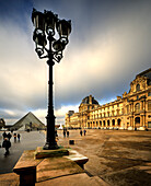 Pyramid and courtyard to the Louvre in Paris, France.