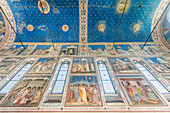 Italy, Padua, Scrovegni Chapel Ceiling with frescoes painted by Giotto in the 14th century