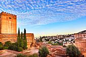 Alhambra, Castle, Morning Sky, Granada Church, Andalusia, Spain