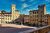 Medieval buildings in Piazza Grande, Arezzo, Tuscany, Italy