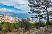 Blick auf das Fürstentum Monaco und die Côte d’Azur, Fürstentum Monaco