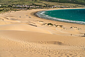 Der Strand und die Düne von Bolonia, Tarifa, Costa de la Luz, Andalusien, Spanien 