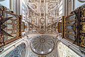 Organ and dome in the interior of the Cathedral - Mezquita - Catedral de Cordoba in Cordoba, Andalusia, Spain