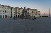 Sunrise at Piazza dell&39;Unita d&39;Italia in Trieste, Friuli Venezia Giulia, Italy.