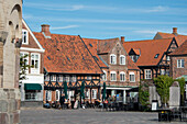 Historische Fachwerkhäuser in Ribe, älteste Stadt Dänemarks, Ribe, Süd Jütland, Dänemark