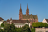 The Basel Minster and Cathedral Hill in Basel, Switzerland, Europe