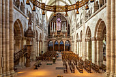 The Basel Minster interior and church organ, Basel, Switzerland, Europe