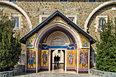 Mosaics at the entrance to Kykkos Monastery in the Troodos Mountains, Cyprus, Europe