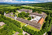 Schloss Corvey, UNESCO Welterbe in Höxter, aus der Luft gesehen, Nordrhein-Westfalen, Deutschland, Europa 