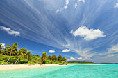 View of Funadoo Island from Funadovilligilli Island, North Huvadhoo Atoll, Southern Maldives, Indian Ocean