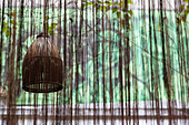 Vietnam, Hanoi. Cafe interior, lamp