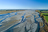 Zöpfe des Rakaia River, in der Nähe der Mündung des Rakaia River, Mid Canterbury, Südinsel, Neuseeland
