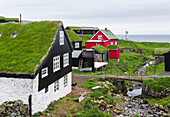 Das Dorf auf der Insel Mykines, Teil der Färöer im Nordatlantik. Dänemark