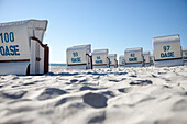 Beach chairs on the beach, Scharbeutz on the Baltic Sea, Ostholstein, Schleswig-Holstein, Germany